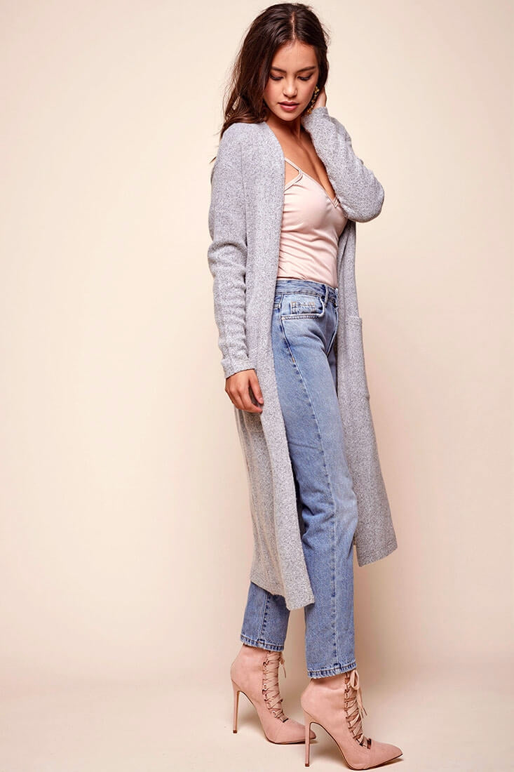 Brookhaven Cafe Long Sleeved Cardigan Grey by Selfie Leslie