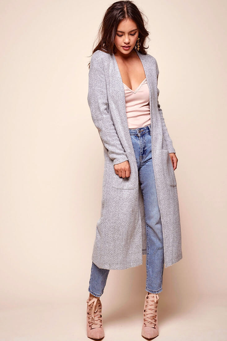 Brookhaven Cafe Long Sleeved Cardigan Grey by Selfie Leslie