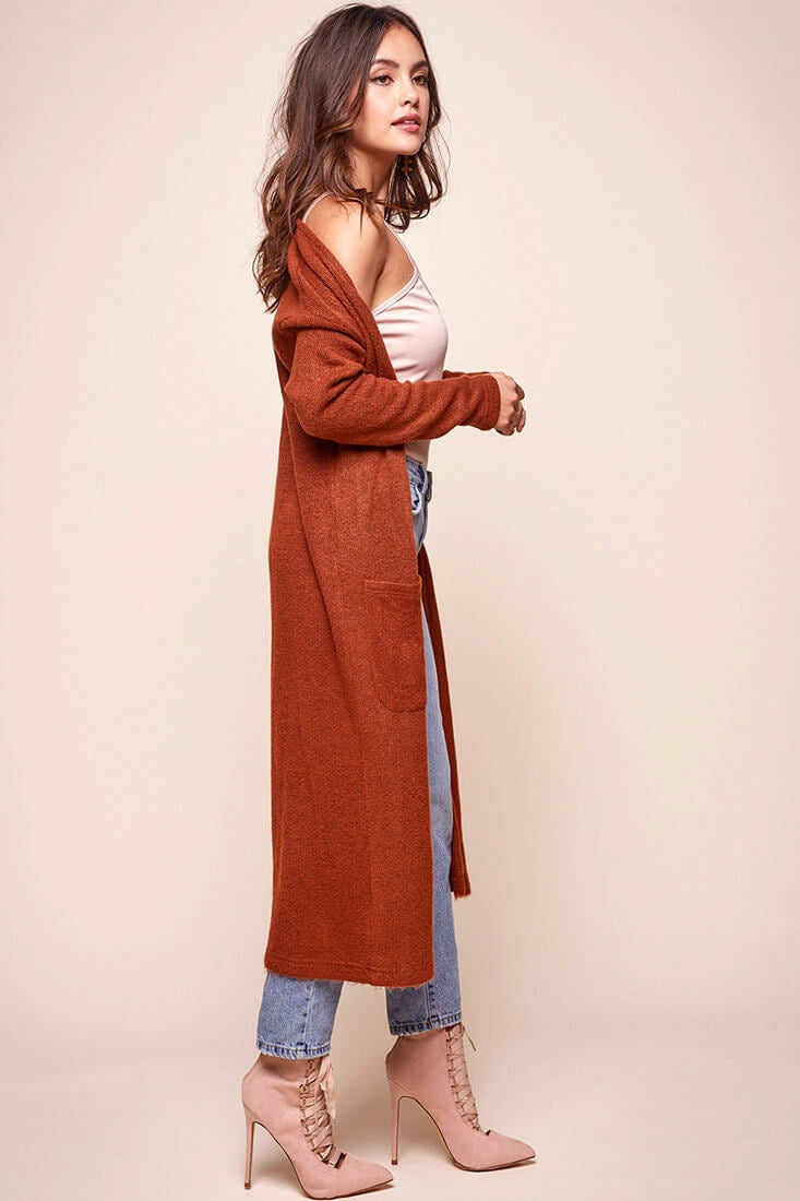 Brookhaven Cafe Long Sleeved Cardigan Rust by Selfie Leslie