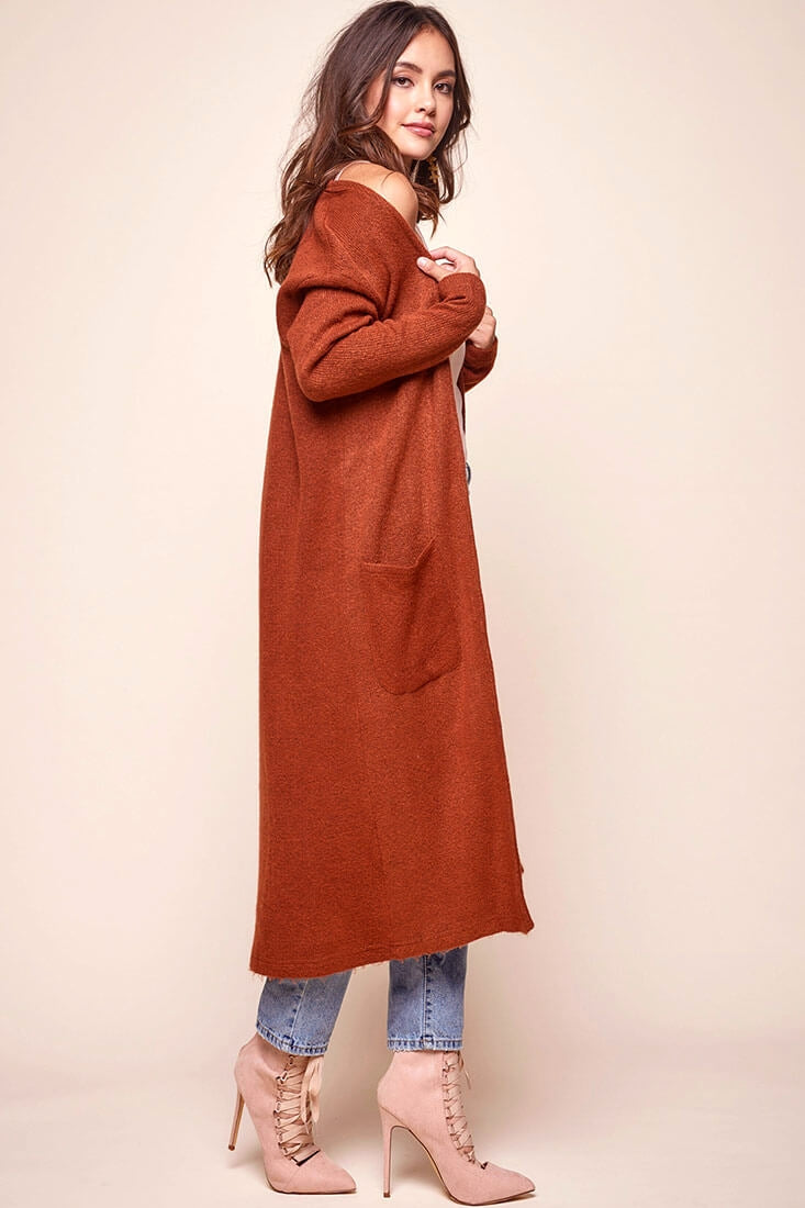 Brookhaven Cafe Long Sleeved Cardigan Rust by Selfie Leslie