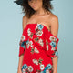 Dixie Floral Print Romper Red