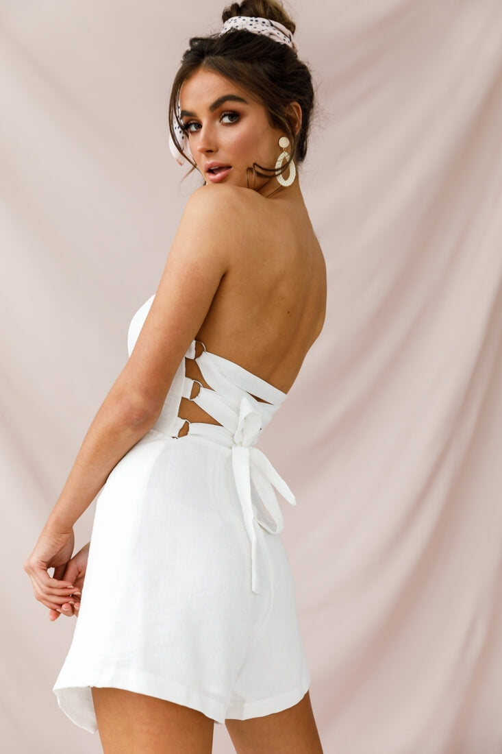 Minnie Strapless Skort Romper White by Selfie Leslie