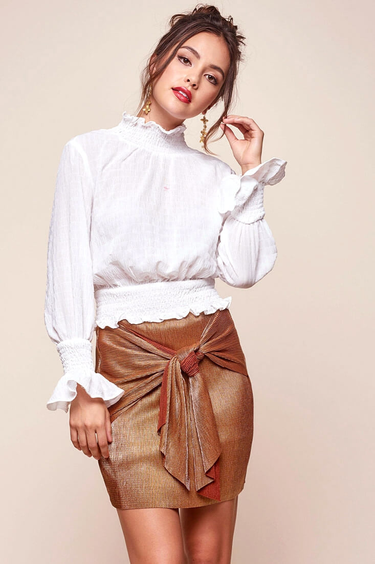 Beza Bow Tie Skirt Rose Gold by Selfie Leslie