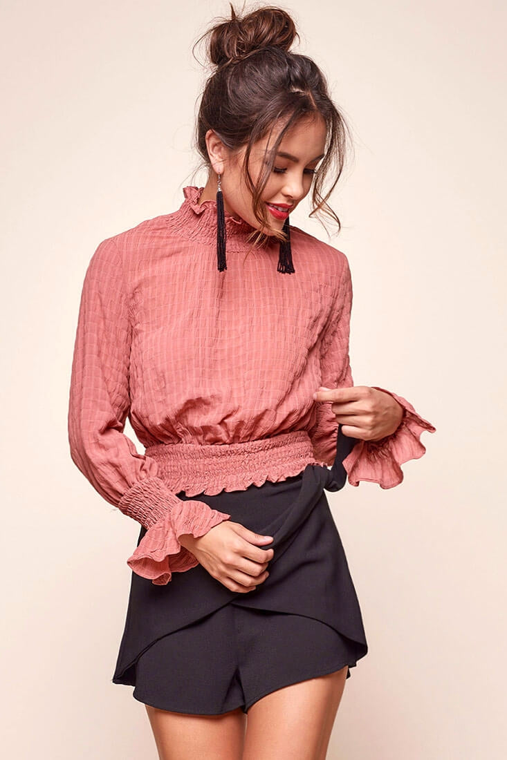 Nicole Cropped Puffy Top Rose by Selfie Leslie