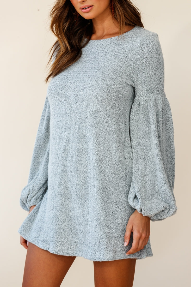 Morais Puff Sleeved Sweater Dress Grey by Selfie Leslie