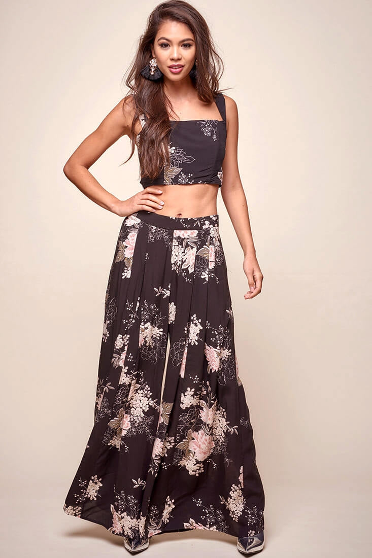 Cicely Floral Crop Top Black by Selfie Leslie