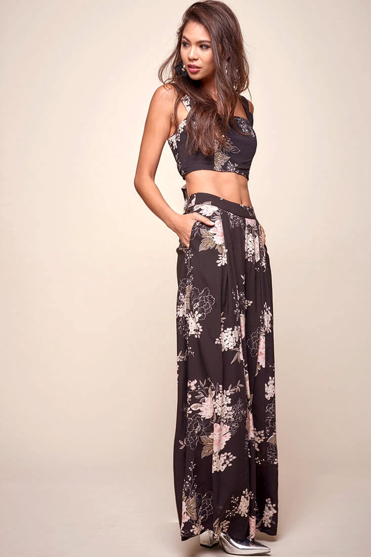 Cicely Floral Crop Top Black by Selfie Leslie