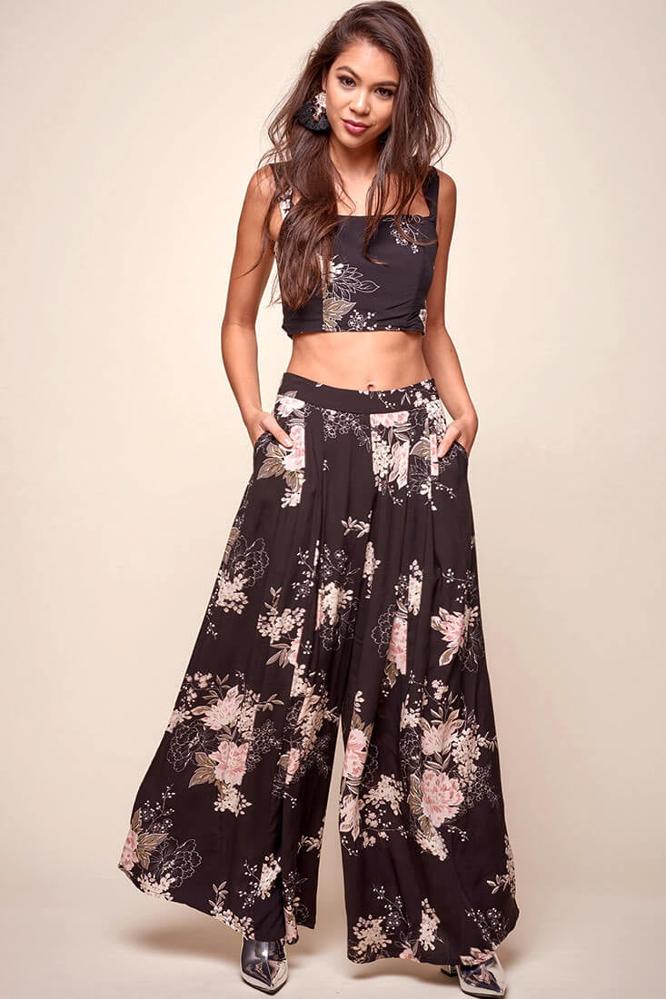 Cicely Floral Crop Top Black by Selfie Leslie