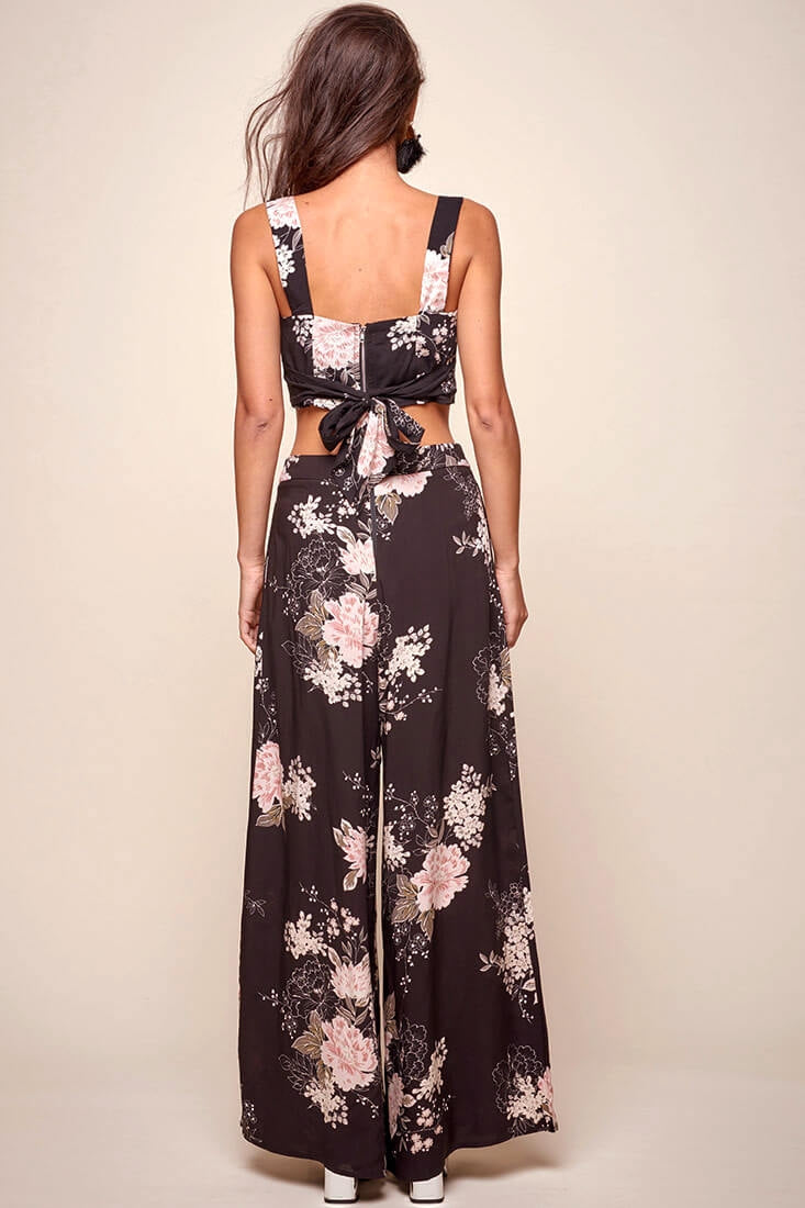 Cicely Floral Wide Leg Pants Black by Selfie Leslie