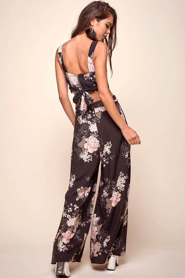 Cicely Floral Crop Top Black by Selfie Leslie