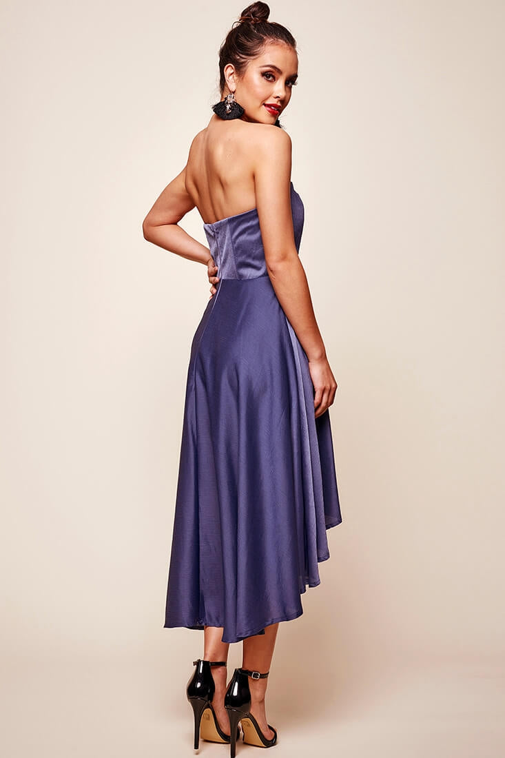 Mia Strapless A-Line Midi Dress Midnight Blue– Selfie Leslie