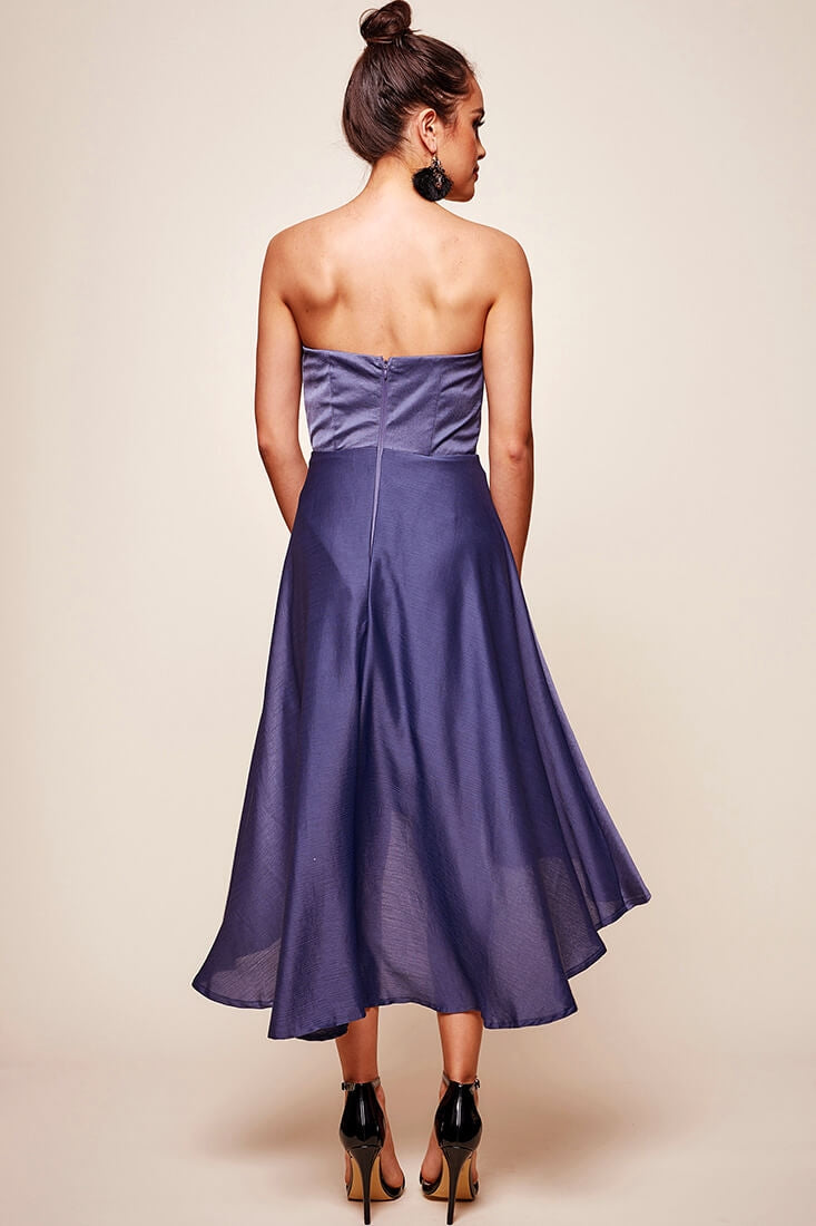 Mia Strapless A-Line Midi Dress Midnight Blue by Selfie Leslie