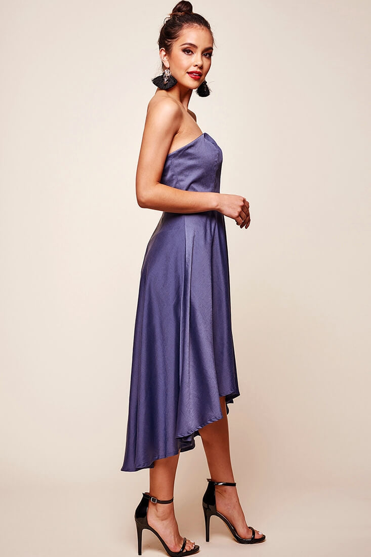 Mia Strapless A-Line Midi Dress Midnight Blue by Selfie Leslie