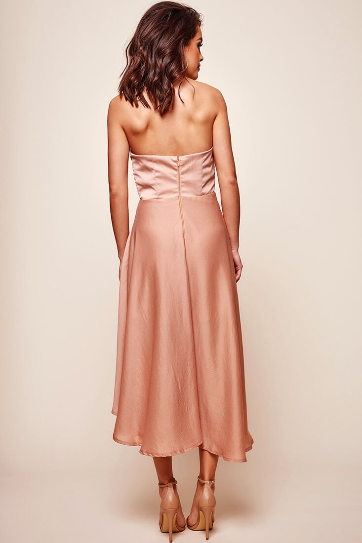 Mia Strapless A-Line Midi Dress Mocha by Selfie Leslie