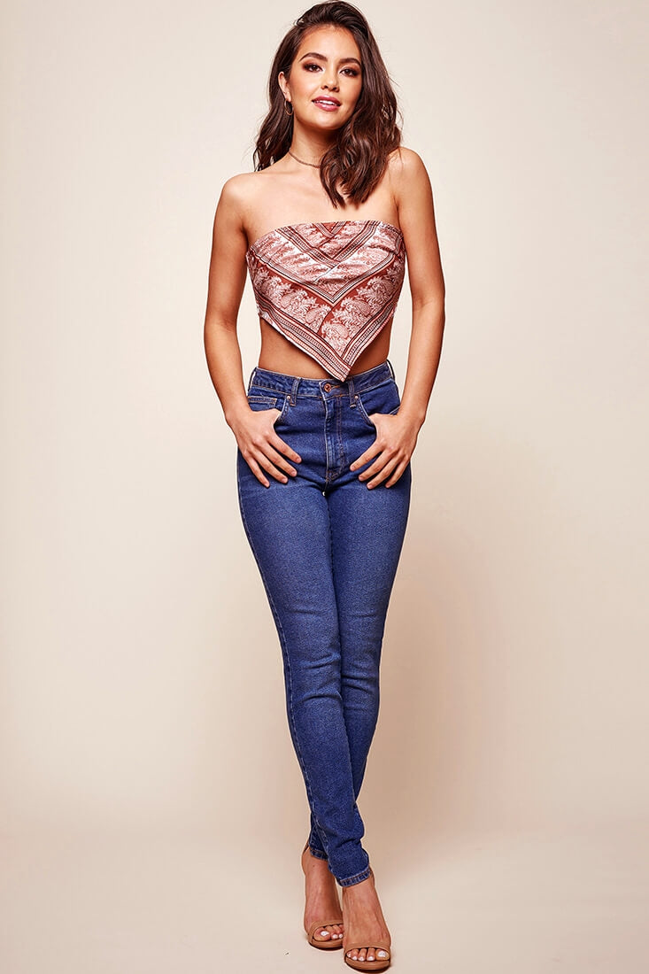 Cherise Handkerchief Bandeau Top Rust by Selfie Leslie