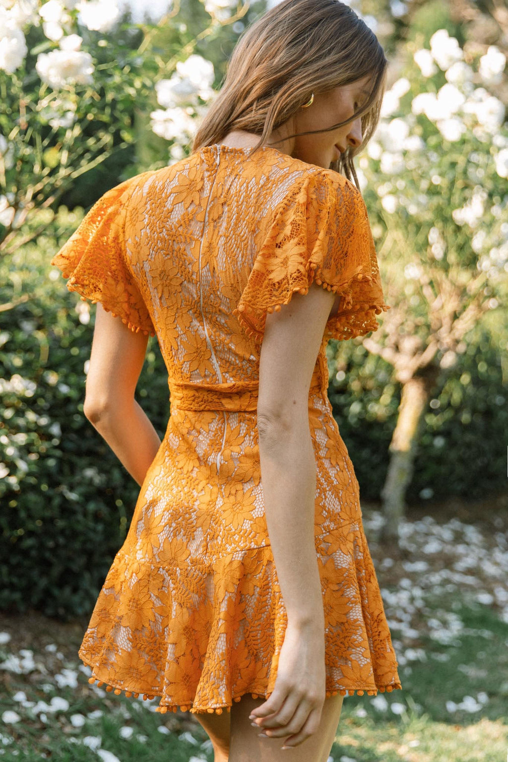 Cami Angel Sleeve Faux Wrap Dress Orange Sunset by Selfie Leslie