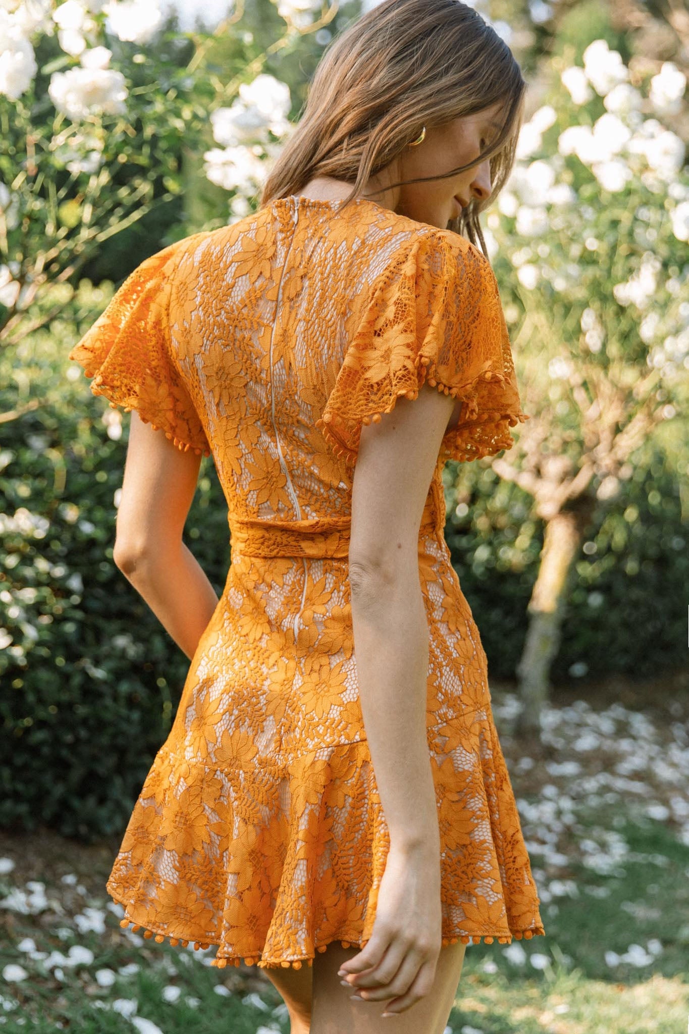 Cami Angel Sleeve Faux Wrap Dress Orange Sunset by Selfie Leslie