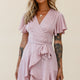 Cami Angel Sleeve Faux Wrap Dress Blush
