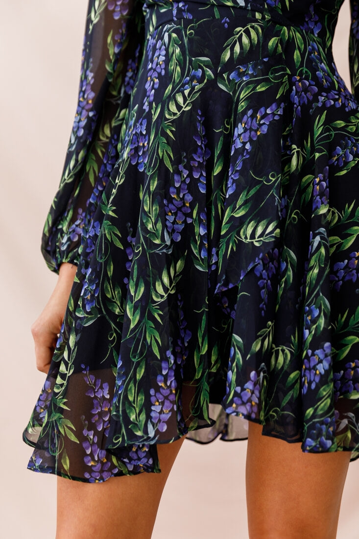 Wisteria Lane Long Sleeve Tea Dress Navy by Selfie Leslie