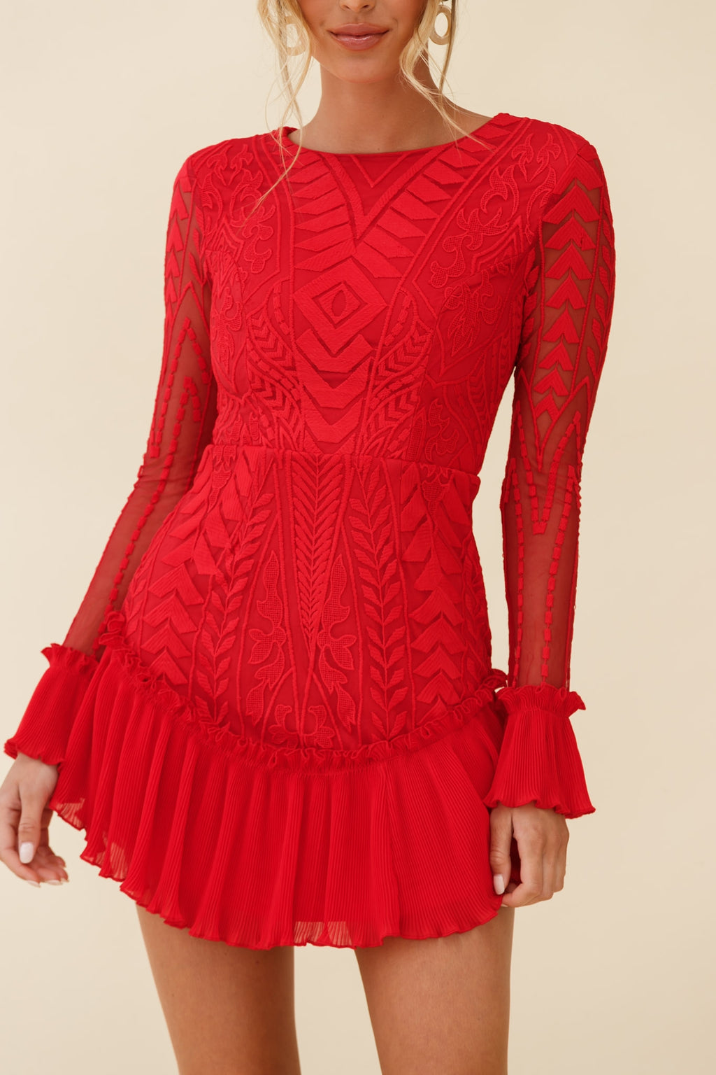mini red dress long sleeve Dreamy Long Sleeve Mini Dress Red