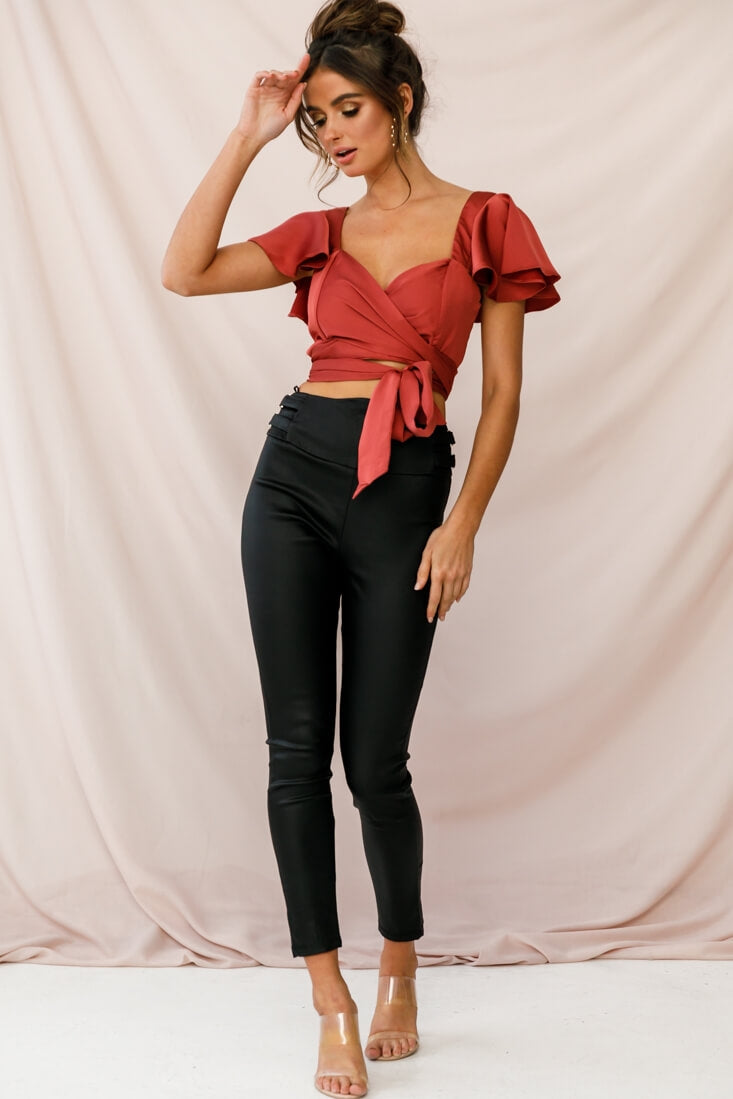 Marquise Wrap Crop Top Rosewood by Selfie Leslie