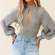Prove It Keyhole Front Backless Knit Crop Top Grey Marle