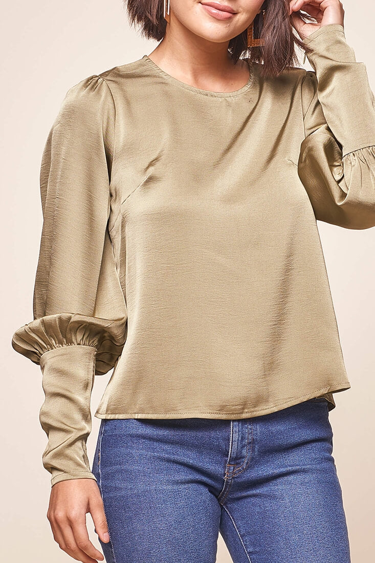 Westminster Leg-of-Mutton Sleeve Blouse Olive by Selfie Leslie