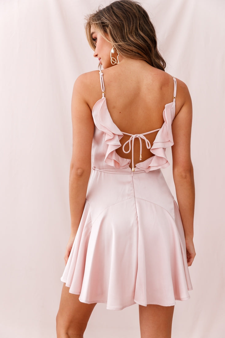 Valley Ruffle Tie-Up Back Dress Blush by Selfie Leslie
