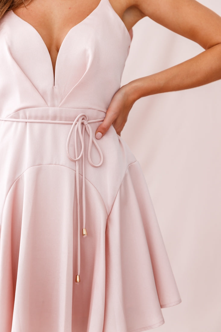 Valley Ruffle Tie-Up Back Dress Blush by Selfie Leslie