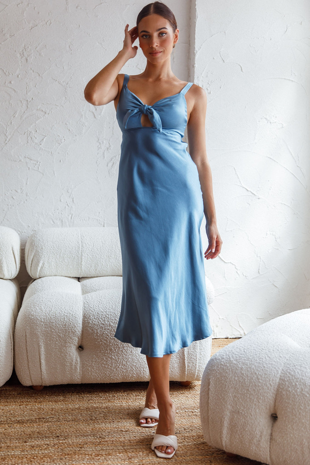 Perfect Day Satin Midi Dress Teal by Selfie Leslie