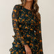 Charmaine Long Sleeve Tiered Frill Dress Floral Print Navy