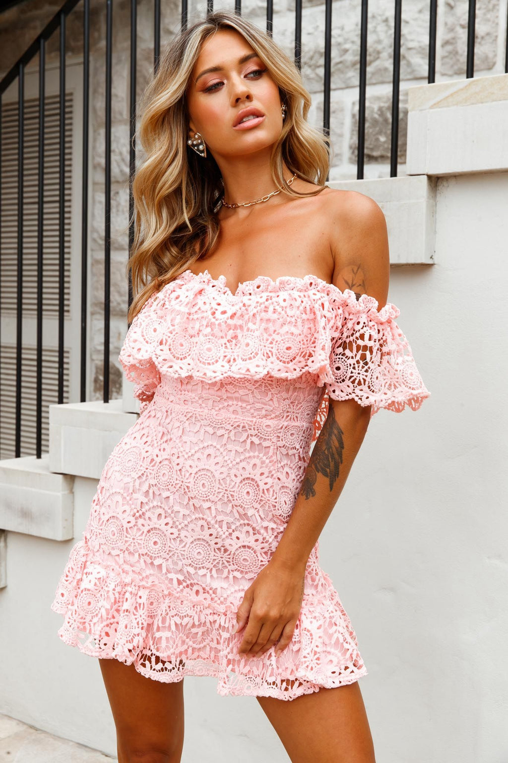 modcloth pink lace dress MODCLOTH BELTED LACE DRESS