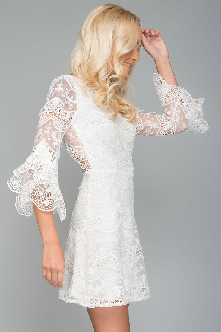 Elena Embroidered Going Out Dress White by Selfie Leslie
