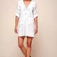 Katie Lace-Up Front Casual Dress White