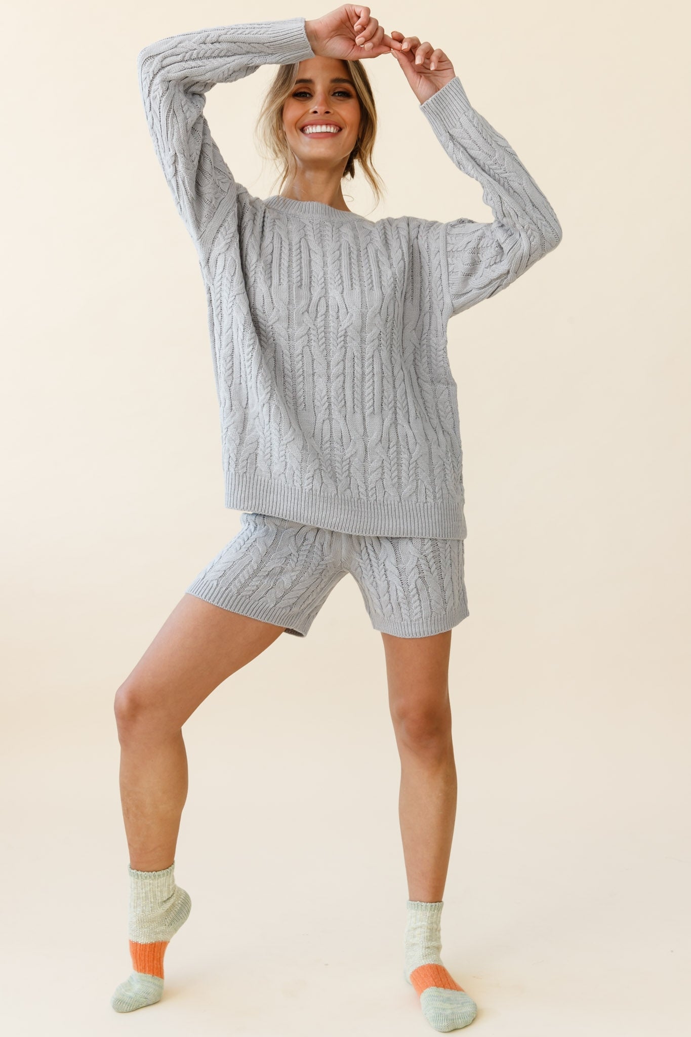Colorado Cable Knit Sweater Grey by Selfie Leslie
