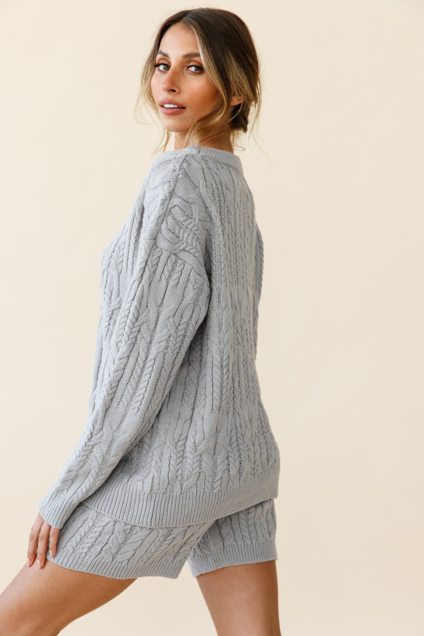 Colorado Cable Knit Sweater Grey by Selfie Leslie