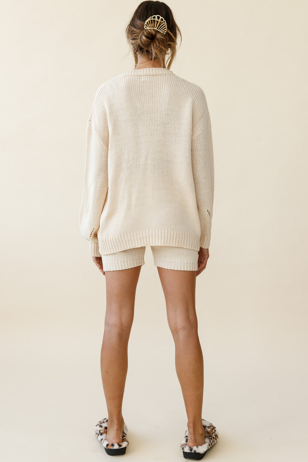 Denver Knit Lounge Shorts Cream by Selfie Leslie