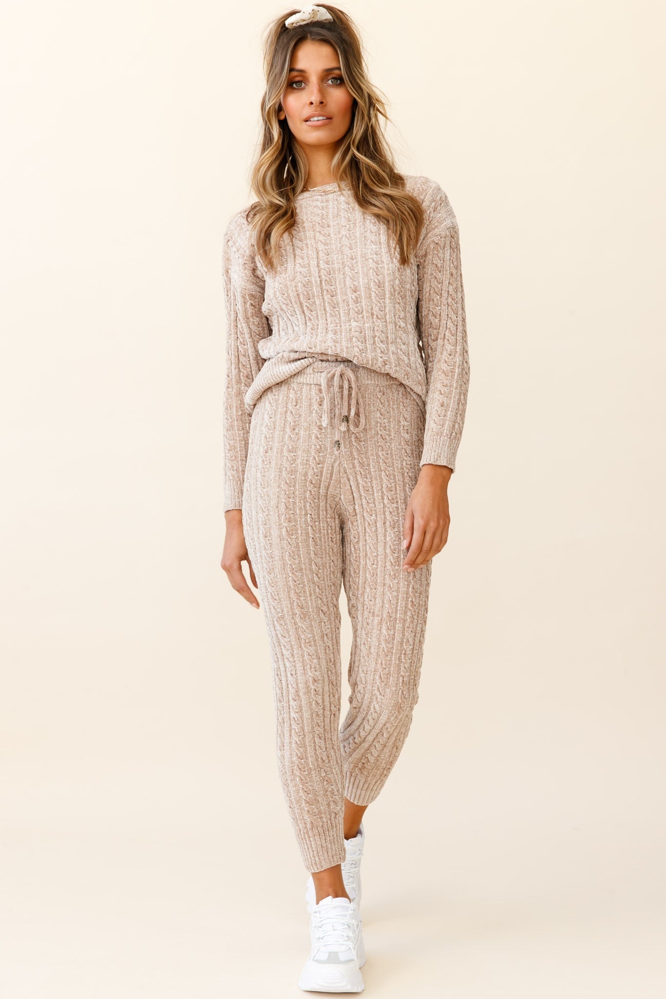 Kansas Cable Knit Fitted Pants Brown by Selfie Leslie